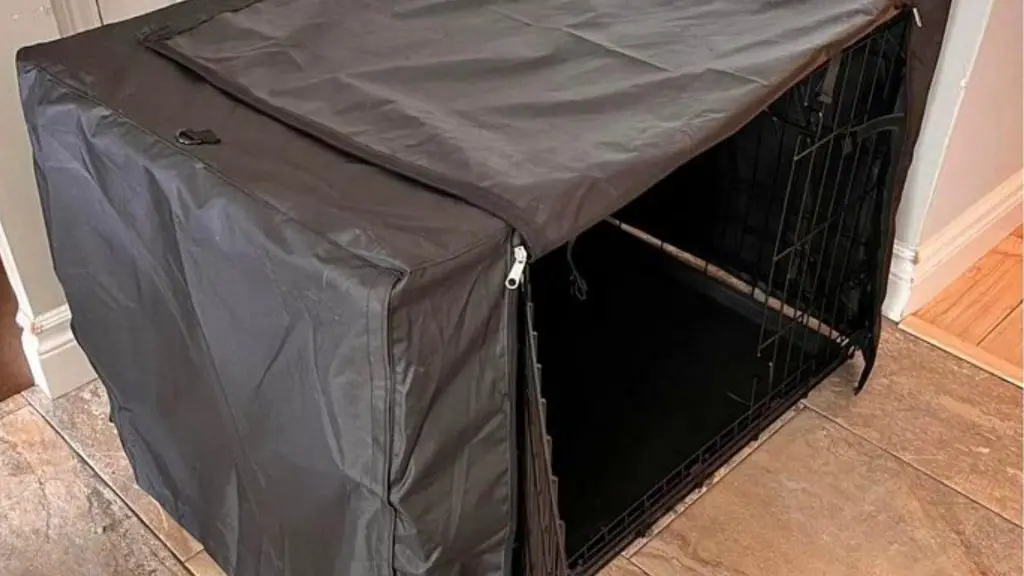 blanket covered dog crate